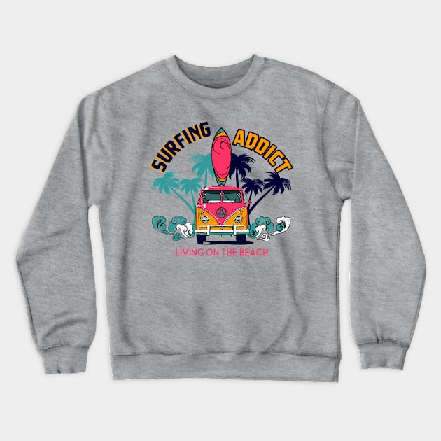 Surfing addict Crewneck Sweatshirt by hardcore repertoire